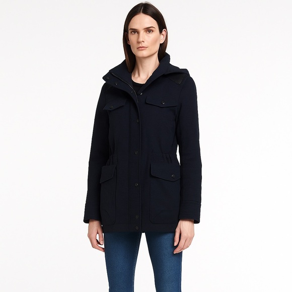 rag & bone Jackets & Blazers - Rag & Bone Leather Trimmed Navy Utility Jacket